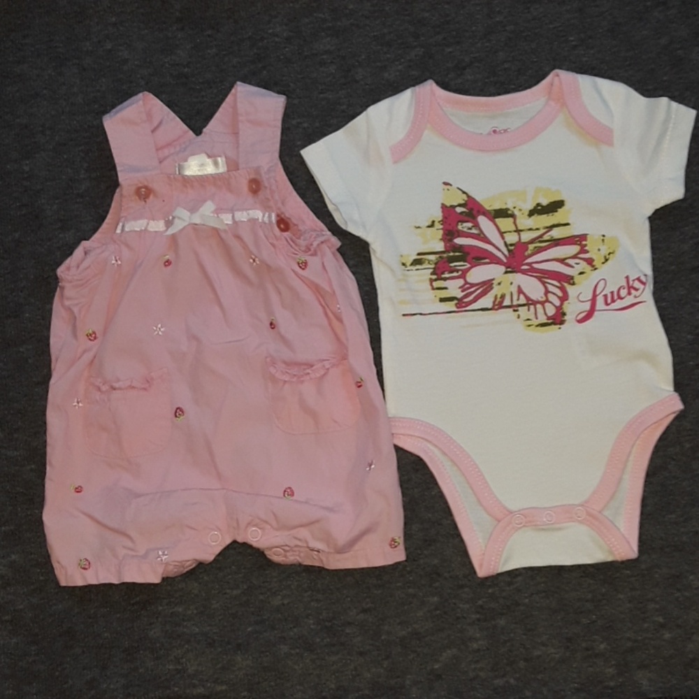 Infant girls bundle overall onesie bundle